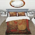 thumbnail image 2 of Designart "Floral Japanese Tiles in Gold and Red III" Abstract Botanicals Bedding Covert Set - Abstract Gold Modern Bed Set With 2 Shams, 2 of 5