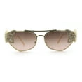 thumbnail image 3 of Luxury Womens Heavy Rhinestone Iced Out Cat Eye Metal Sunglasses Gold - Brown Pink, 3 of 8