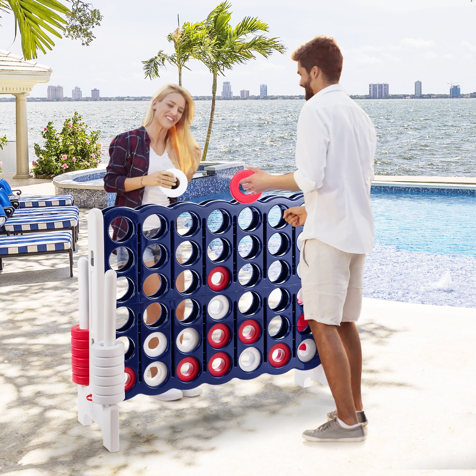 Topbuy 47.5'' x 17'' x 41'' Jumbo 4-to-Score Giant Game Set Lawn Games