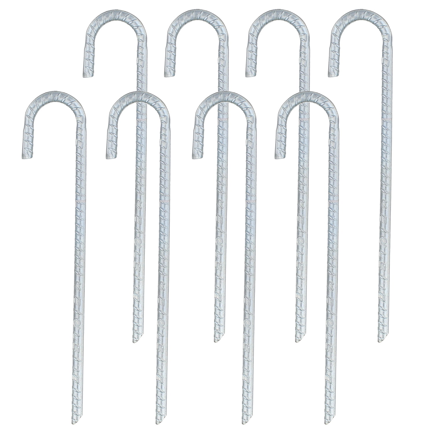 BISupply 12in Rebar J Stake 8 Pack Tent Stakes Heavy Duty J Hook