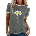 thumbnail image 2 of Innerwin Tee Design Lettres Hauts pour Femmes Été Manches Courtes T-Shirt Décontracté Gris L, 2 of 7