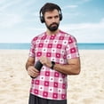 thumbnail image 4 of Wukai Plaid Heart Print Men's Short-Sleeved Mesh T-Shirt,Quick-Dry Short Sleeve Workout T-Shirt-Medium, 4 of 8