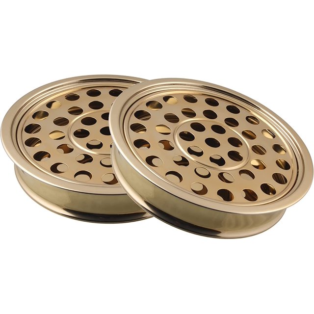 Mayur Export Plateau de Communion en Acier Inoxydable Lot de 2 12.2 Pouces - Tient 40 - (Laiton/or Brillant)