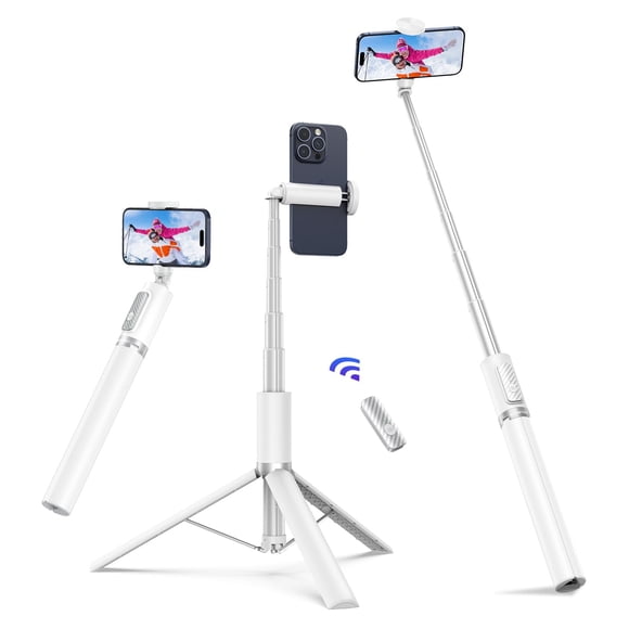 Trípode para selfies ATUMTEK, 68,5 cm, con mando Bluetooth, color blanco