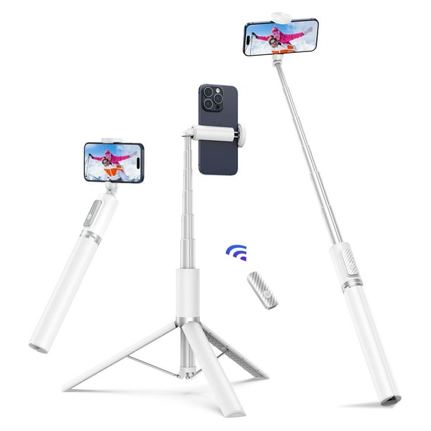 Trípode para selfies ATUMTEK, 68,5 cm, con mando Bluetooth, color blanco