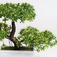 thumbnail image 4 of EeaseMX Plantas simuladas: Pino de saludo de 3 tenedores, planta de plástico en maceta, adornos pequeños (verde), 4 of 8