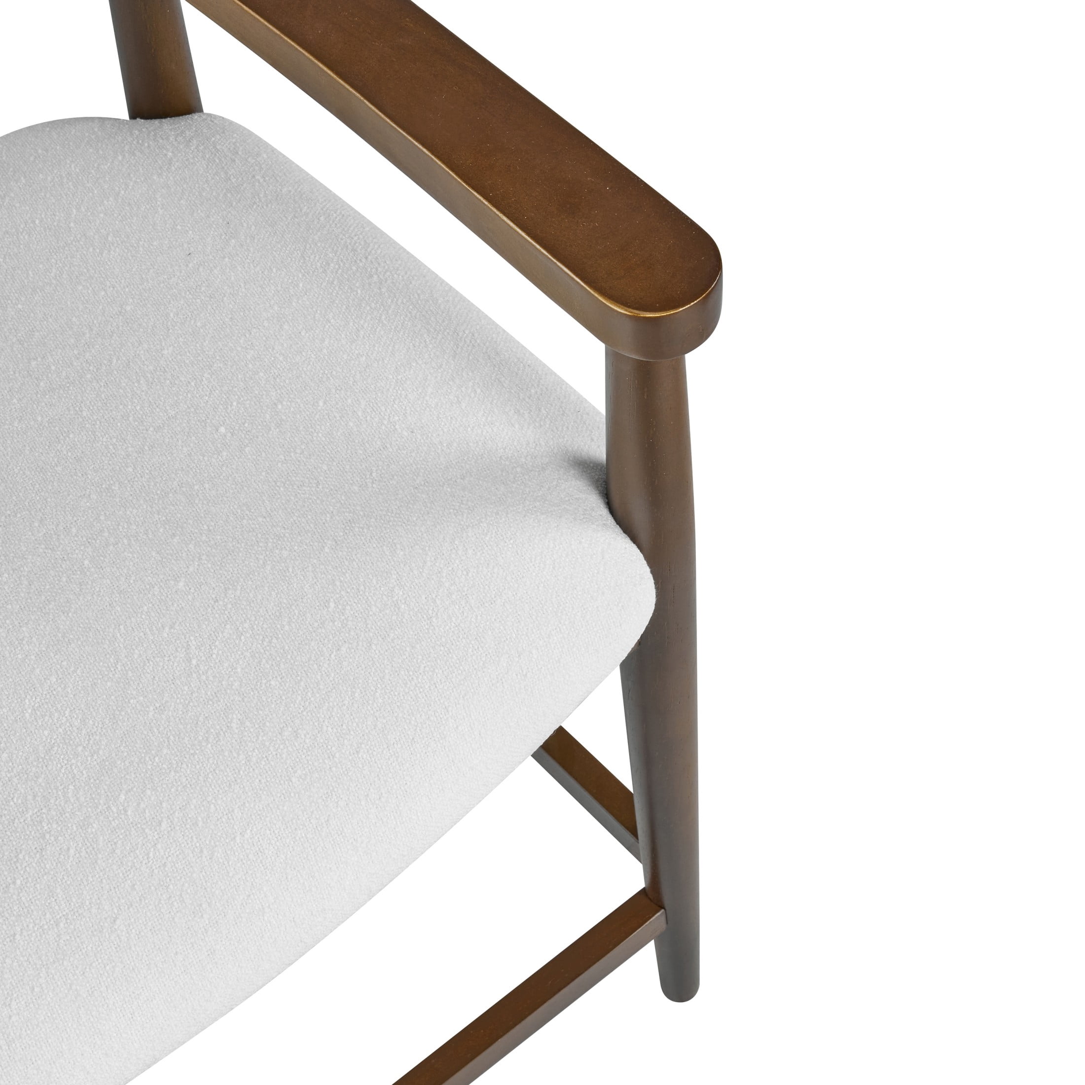 Christopher Knight Home Mid-Century Wooden Counter Stools with White Upholstery, Walnut, Set of 4