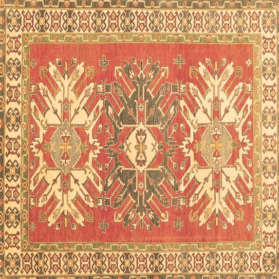 Ahgly Company Indoor Square Geometric Brown Traditional Area Rugs, 3' Square