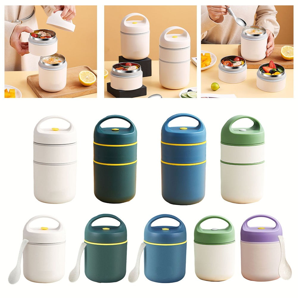 LITTLE HOME Stainless Steel Vacuum Thermal Lunch Box, Insulated Food Warmer Container for Hot & Cold Meals, Leakproof Bento Box with Silicone Seal, Dishwasher Safe, 19.5x9.6x9.6cm
