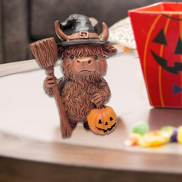 Estatua de animal para decoración de Halloween, resistente, ingeniosa, para mesa, adorno, figurita para hogar, estantería, sala de estar, interior 7 cm x 6 cm x 10 cm