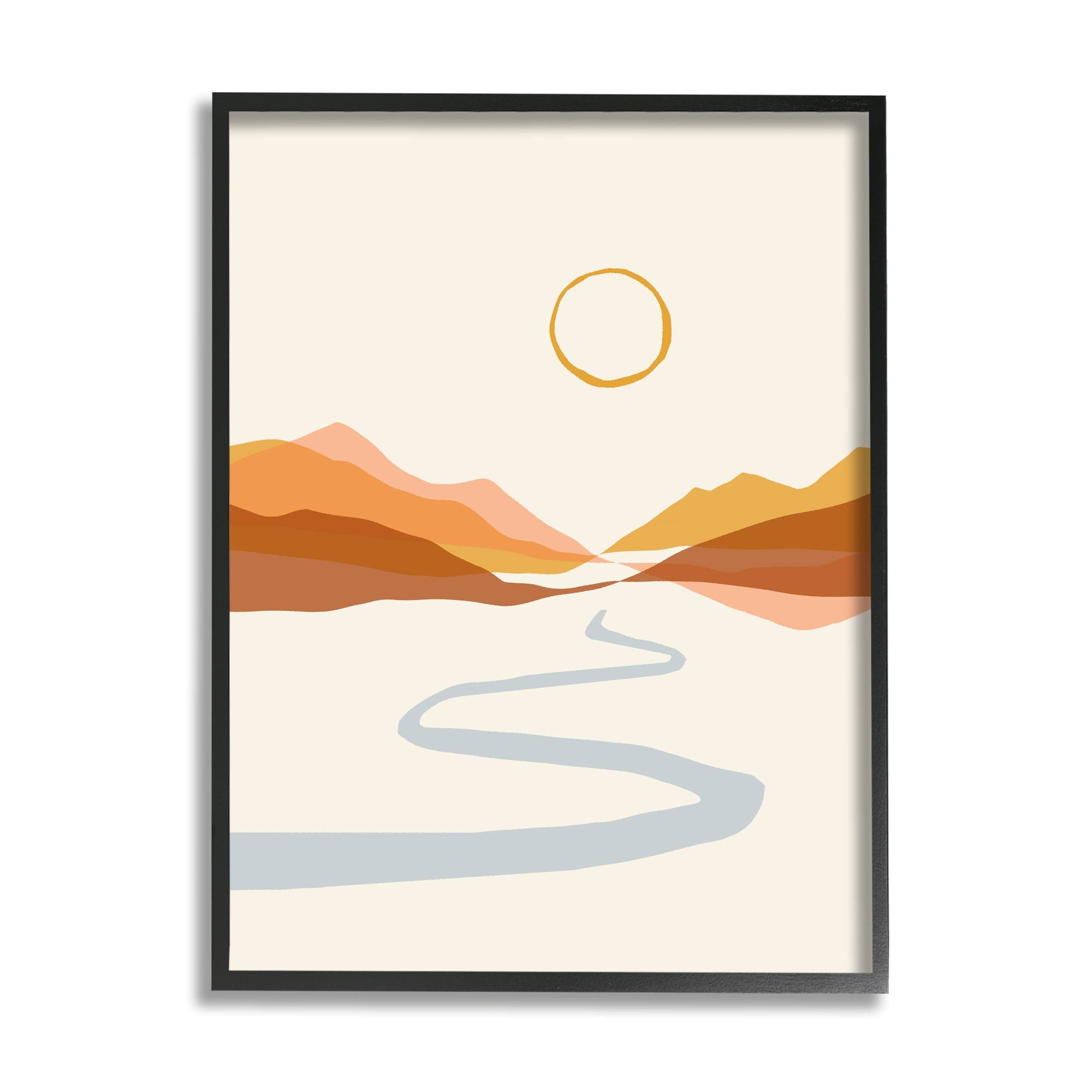 Stupell Industries River Path Leading Terracotta Mountains Modern Desert Illustration,11 x 14, Design by Victoria Barnes