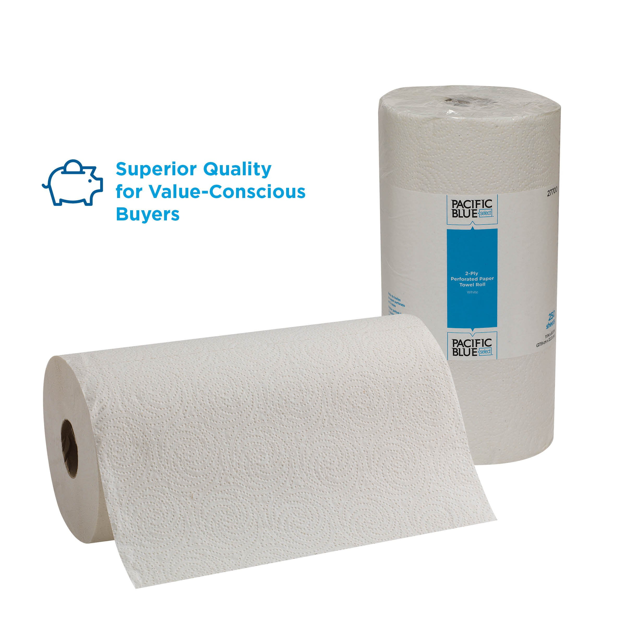 Georgia-Pacific  8.8 x 11 Pacific Blue Select Perforated Paper Towel, White - 250 Per Roll