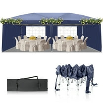 HiiKaa 10x20 ft Pop up Canopy with 2 Sidewalls and 2 Doors,Easy up Canopy Tent Instant Shelter with Windows for Outdoor Event Party,Blue