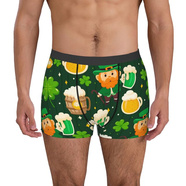 Balery St Patrick's Day10 Calzoncillos bóxer para hombre, ropa interior de algodón suave y transpirable con cinturilla de nailon-Large