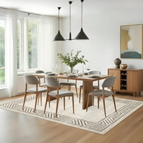 Hasoo Large Washable Rug 9' x 12' Area Rug for Living Room Modern Simulated Woven Texture Bordered Non-Slip Neutral Indoor Decor Carpet, Beige