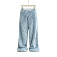 thumbnail image 5 of Ninixx Womens Wide Leg Pants Thick Fleece Lined Warm Winter Trousers with Elastic Waist Cozy Loungewear, 5 of 5