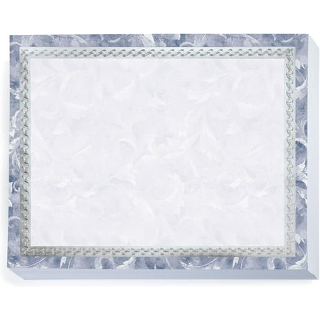 Blue Marbleized Leaf Specialty Certificates, Silver Embossed Border 8 1/2 inch x 11 inch, 38lb Cover Stock, 50 Count, for School, Work, Diplomas & Award Certificates