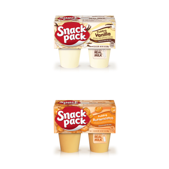 Snack Pack Vanilla Pudding &  Butterscotch Pudding, 3.25 oz  4 cups each