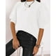 thumbnail image 2 of Suéteres abullonados de manga corta para mujer 2024, primavera y verano, modernas, casuales, blusas blancas, 2 of 6