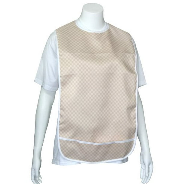 Adult Vinyl Adult Bibs with Crumb Catcher Premium Bib (Beige and