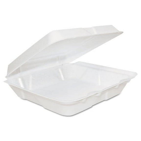 Dart Foam Hinged Lid Containers, 7.5 x 8 x 2.2, White, 200/Carton, Each