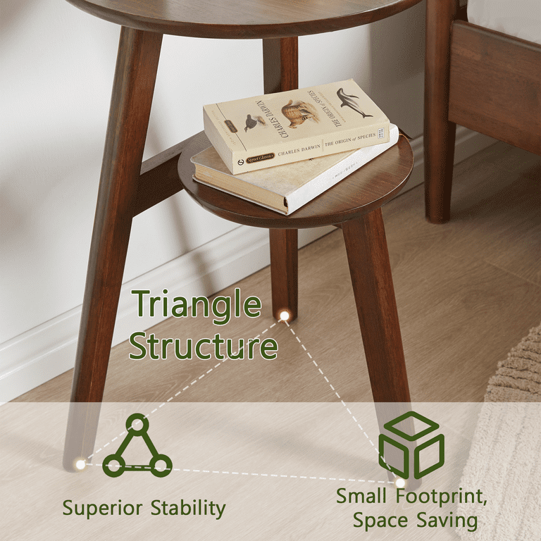 Aster Outdoor 2-Tier Round Side Table, Walnut Finish photo 4