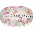 thumbnail image 2 of Pink Ice Cream Round Tablecloth 60 Inch - Waterproof Fabric Table Cloth Protector, Summer Polka Dots Watercolor Tablecloths Washable Table Cover for Kitchen Banquet Coffee Table Party, 2 of 6