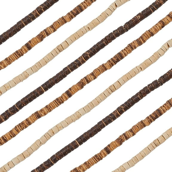 1 Set 1 Box 750Pcs 6 Strands 3 Colors Flat Round Wooden Beads Coconut Bead Bulk White Brown Natural Wood Loose Spacer Mini Bead Strands for Jewelry Making Bracelets Necklace DIY Crafts Accessories