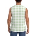 thumbnail image 4 of Fotbe Green Checkboard Men's Camiseta sin Mangas Estampada para Hombres, Playera Casual para Gimnasio, Entrenamiento, Playa-Large, 4 of 7