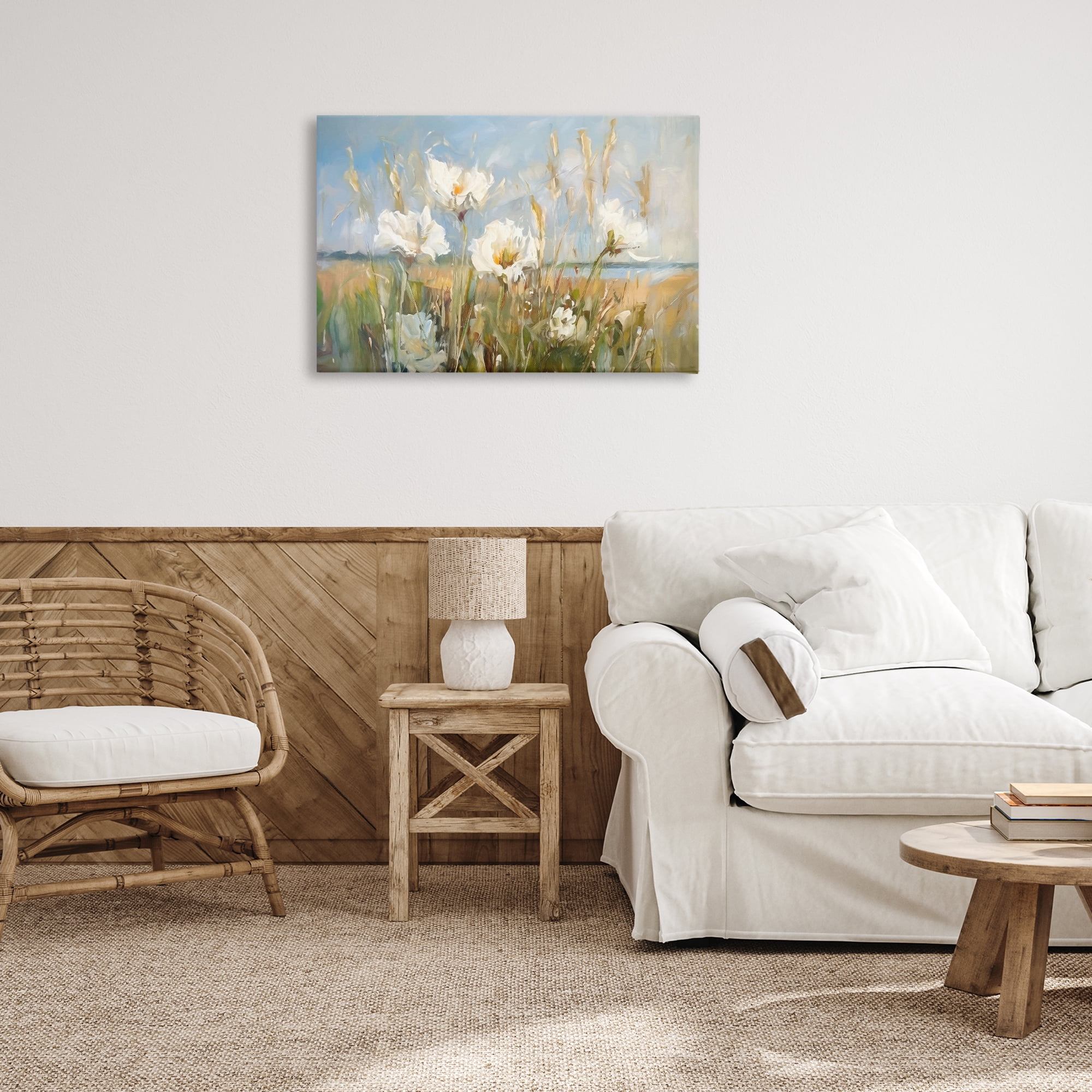 Stupell Industries Soft Seaside Wildflowers Botanical & Floral Painting Gallery Wrapped Canvas Art Print Wall Art, 30 x 20
