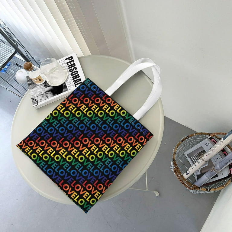 Crochet Pride Tote Bag Rainbow Shoulder Bag for School 