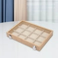 thumbnail image 6 of Segolike Jewelry Box Earring Organizer Tray Wooden with Clear Lid Earring Display Tray Velvet Jewelry Tray for Store Display Showcase 12 Grids Beige, 6 of 8