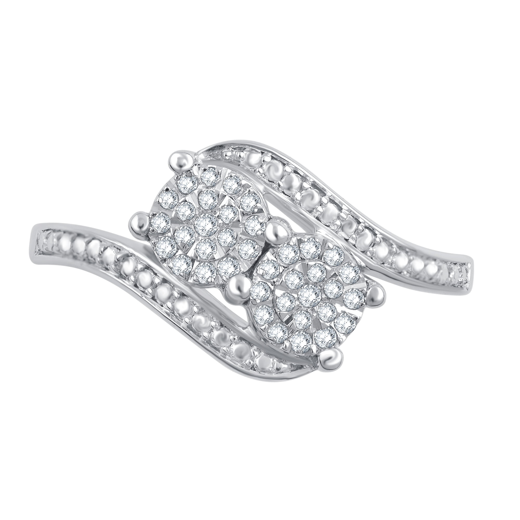 Arista 1/6 Ct Diamond White Composite Two-Stone Women's Ring in Sterling Silver (I-J, I2-I3)