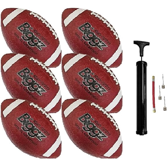 Biggz (Pack of 6) Premium Rubber Official Size Footballs with Hand Pump
