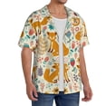 thumbnail image 2 of Sikiie Whimsical Fox Floral Garden Men's Cuban Shirt, Hawaiian Shirts, Business Casual Button Down Shirts, Short Sleeve Shirt-Small, 2 of 5