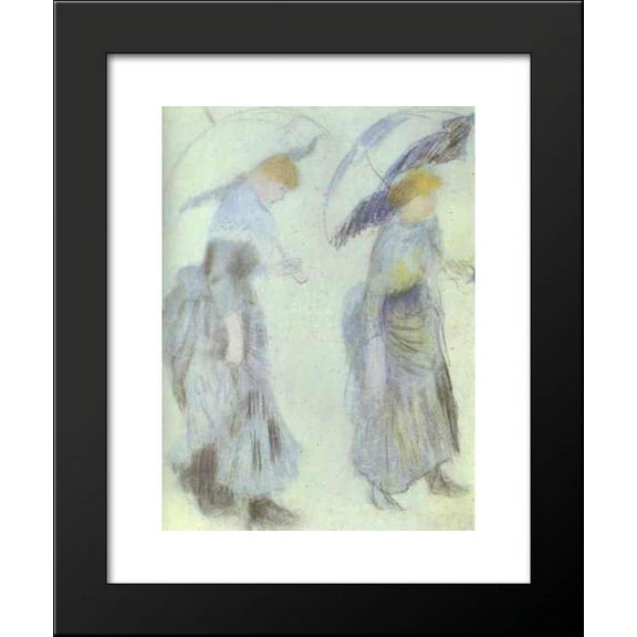 Two Women with Umbrellas 20x24 Framed Art Print by Renoir, Pierre Auguste
