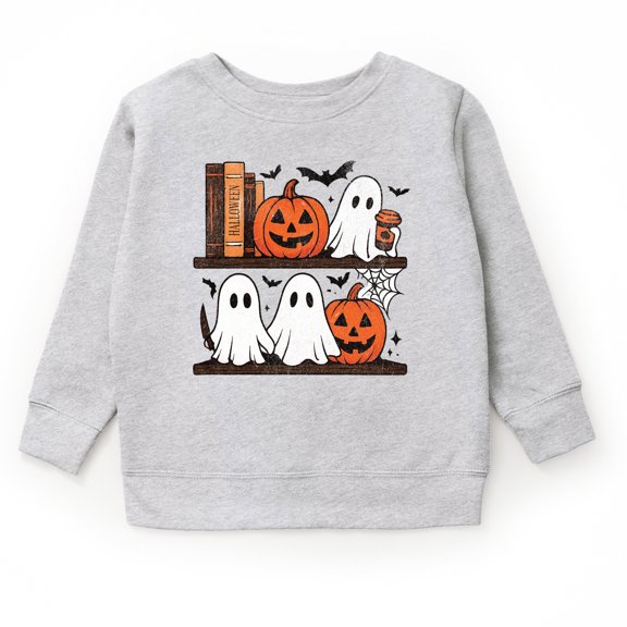 Halloween Bookshelf Ghosts - Toddler Graphic Sweatshirt and Youth Graphic Sweatshirt