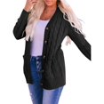 thumbnail image 2 of Suéter de Punto de Larga para Mujer, Otoño 2025, Cárdigan Abierto con Botones, Prenda Exterior Holgada Negro XXL, 2 of 8