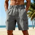 thumbnail image 2 of Men's Cargo Shorts with Deep Pockets and Drawstring Waist Featuring Linen Blend Fabric and Straight Leg Cut for Summer Hiking Fishing Camping Travel or Casual Daily Wear Gray S, 2 of 5
