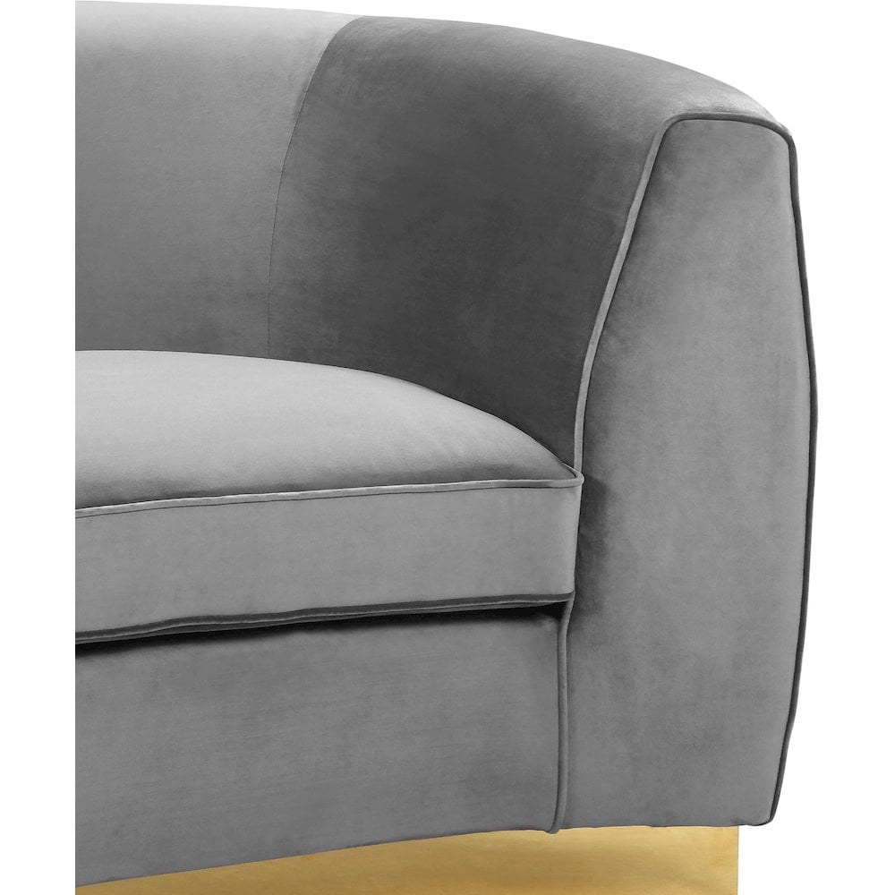 Meridian Furniture Julian Contemporary Velvet Loveseat in Gray