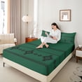 thumbnail image 3 of Erosebridal Retro Aztec Pattern Queen Sheet Sets,Vintage Minimalist Style Bed Set For Teens,Green Black 4pcs, 3 of 6