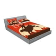 thumbnail image 2 of Ambesonne Vintage Fitted Sheet & Pillow Sham Set, Rodeo Cowboy Rides Bull, Full, Orange Brown, 2 of 2