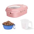 thumbnail image 3 of Cereal Rice Food Rolling Wheel Storage Containers Collapsible 20 to 50 Lbs Dispenser Bin Airtight Locking Lid Pet Cat Food Flour Sugar Plastic Large Kitchen Pantry Holder With Measuring Cup Dog Bowl, 3 of 8