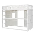 thumbnail image 5 of House Loft Bed with Roof, 2 Windows and Door, Solid Wood Twin Size Loft Bed Frame with Safety Guardrails & Ladder, Multifunctional Playhouse Bed with Underbed Storage, No Box Spring Needed, White, 5 of 7