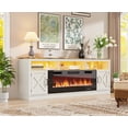 thumbnail image 5 of Fireplace TV Stand for 80/85/90 Inch TV with 50" Electric Fireplace, 82.7" Farmhouse Entertainment Center with LED Lights, Tall Media Console with Barn Door for Living Room, Bedroom, 5 of 6