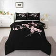 thumbnail image 2 of Manfei Cherry Blossom Bedding Sets Queen with Comforter,Japanese Art Duvet Insert,Pink Black Comforter Sets Queen Size,Super Cozy Bedroom Decor Reversible,3pcs, 2 of 7
