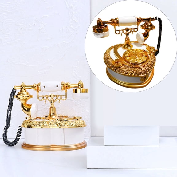 Goowood Vintage Music Box Jewelry Organizer Retro Telephone Desktop Ornament Jewelry Box for Women and Kids Room Decor Gift White