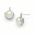 thumbnail image 2 of Sterling Silver S Majestik Rh-Pl 10-12mm Wht Imitat Shell Pearl & Cz Ear Neck Se Made In China qmjs108w, 2 of 4