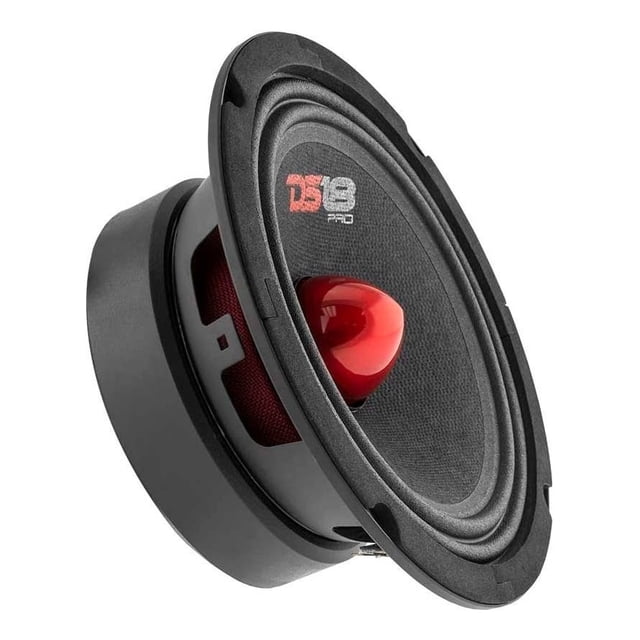 Altavoz DS18 PRO-GM6B - 6.5", rango medio, bala de aluminio roja, 480W Máx, 140W RMS, 8 Ohmios - Altavoces de puerta de audio de calidad premium para sistema de sonido estéreo de automóvil o camión (1 DS18 PRO-GM6B