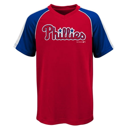 - MLB Philadephia PHILLIES TEE Short Sleeve Boys Fashion Jersey Tee 100% Polyester Pin Dot Mesh Jersey Team Tee 4-18